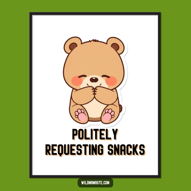 Funny Bear Cub Bowing Digital Art Print: Instant Charm for Your Walls