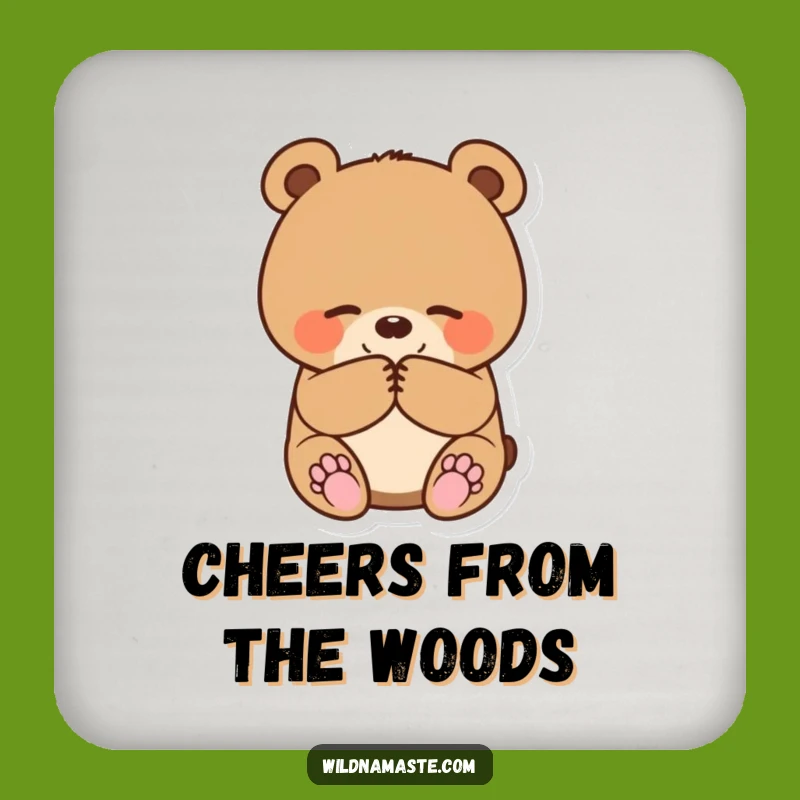 Funny Bear Cub Bowing Drink Coaster: Protect Surfaces with This Cute and Polite Art