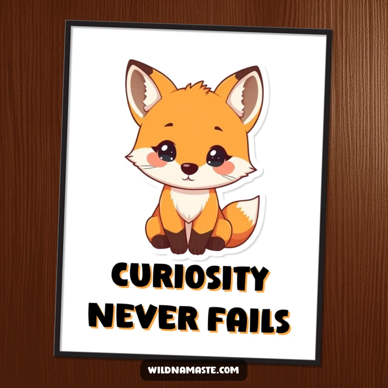 Funny Free Printable Wall Art: A tiny, curious fox with its head tilted, nose gently twitching, observing with intrigue.