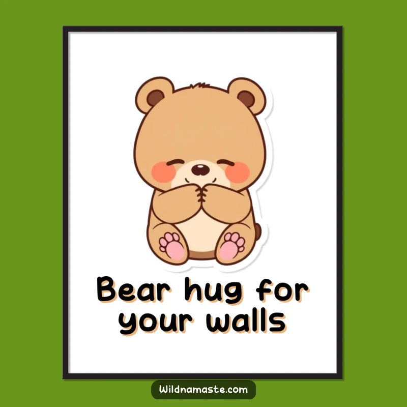 Funny Free Printable Wall Art: Happy Bear Cub Bow - Downloadable Decor!