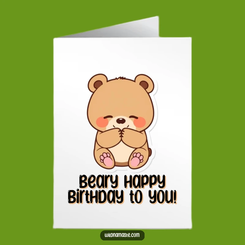 Free Printable Birthday Card: Cute Bear Cub Bow - Downloadable Gift!