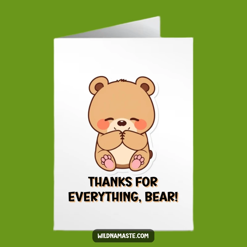 Free Printable Thank You Card: Grateful Bear Cub Bow - Downloadable Gift!